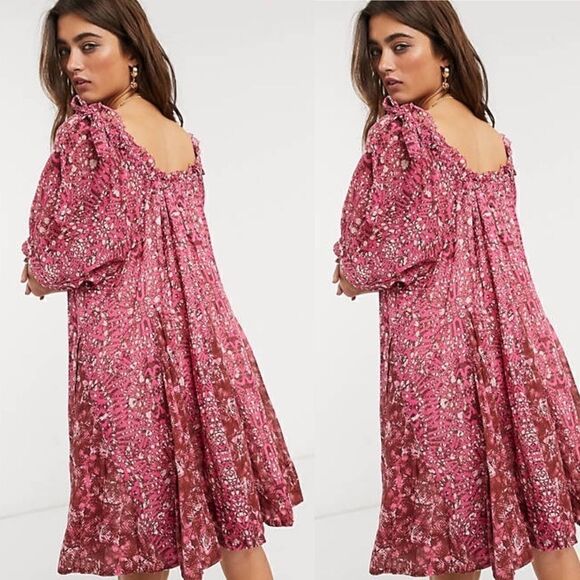 Free People jet set floral bardot mini dress - Picture 3 of 8